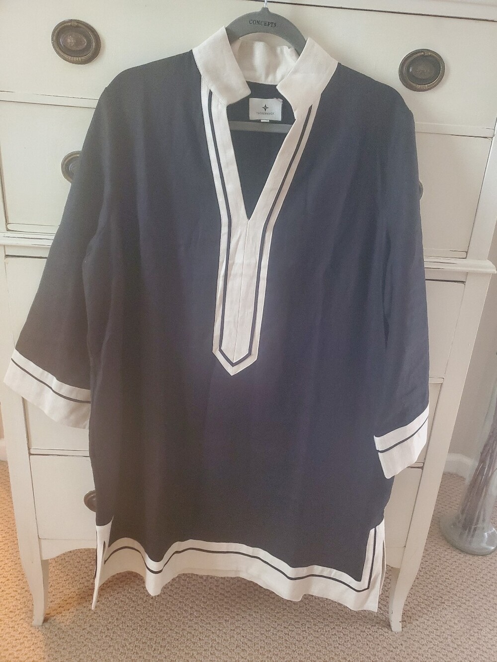 Tuckernuck Black Tunic Dress with White Trim